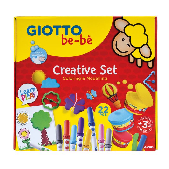 8000825050770-Giotto Bébé - Set créatif de coloriage et pâtes à modeler - 22 pièces--0
