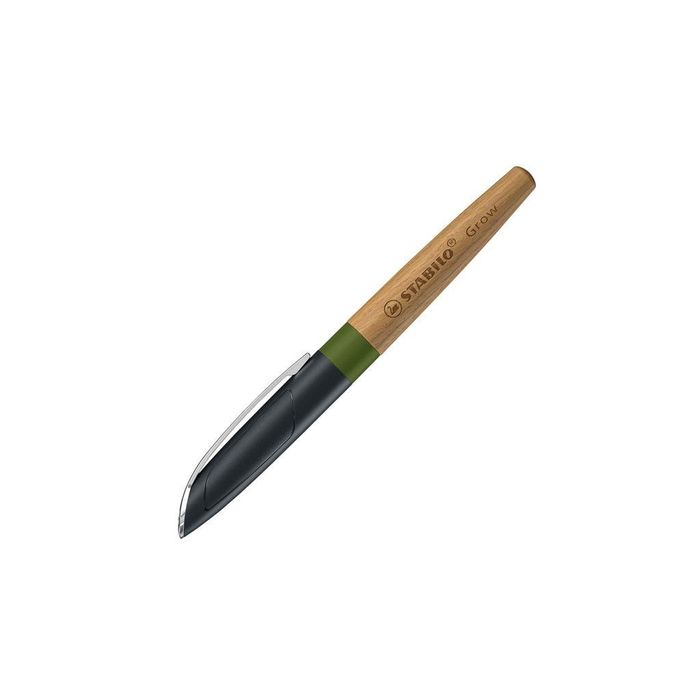 4006381590846-STABILO Grow - Stylo plume bleu - vert mousse/bois de chêne--0