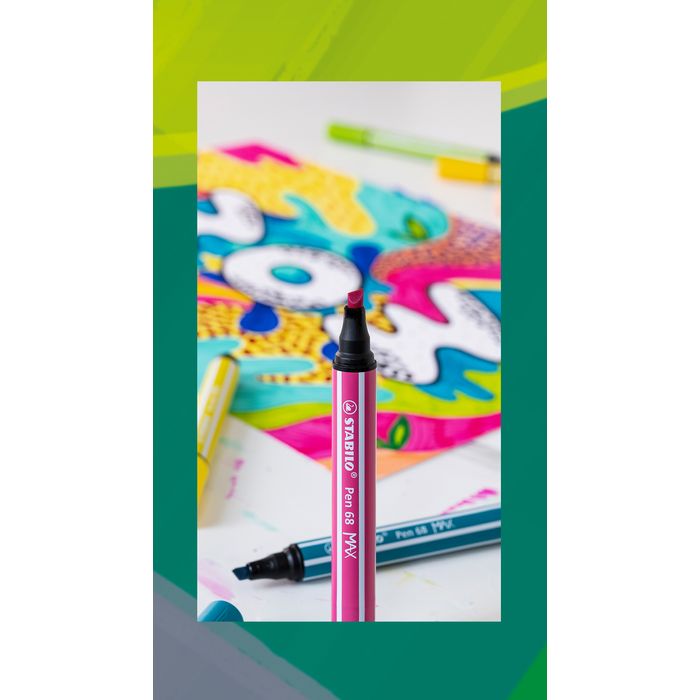 4006381590013-STABILO Pen 68 Max Arty - 12 Feutres pointe large biseautée - couleurs assorties--6