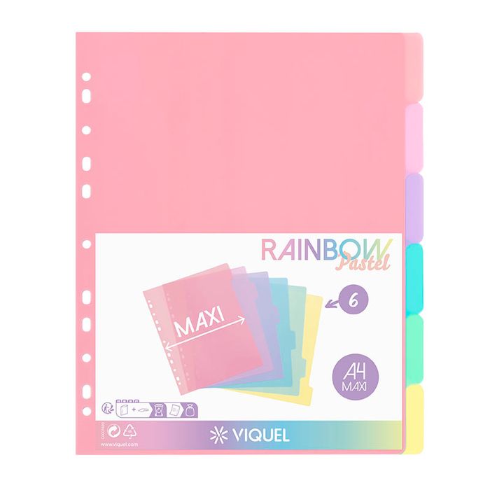 3135251531151-Viquel Rainbow Pastel - Intercalaire 6 positions - A4 Maxi--1