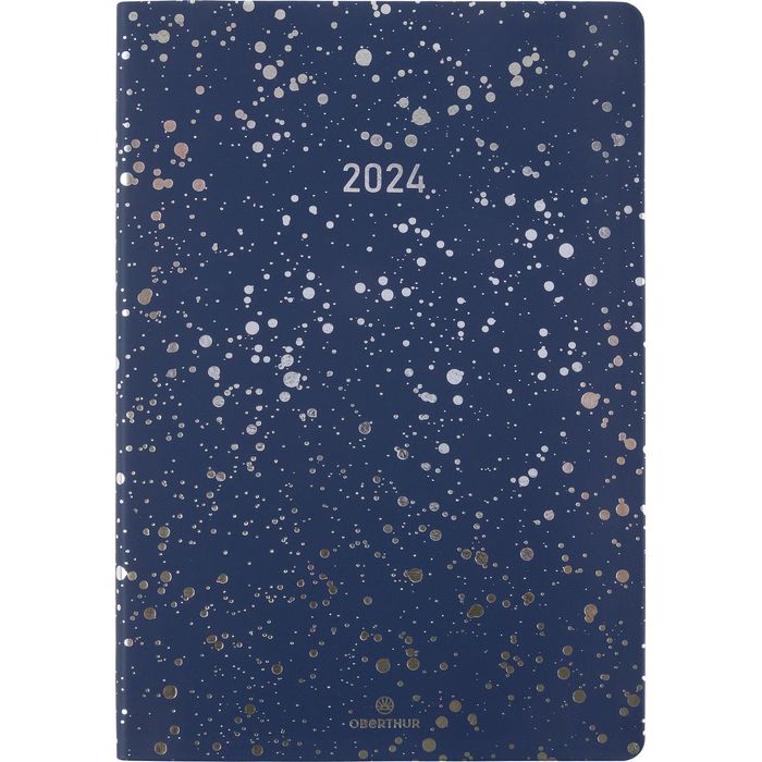 3664447160344-Agenda Céleste - 1 semaine sur 2 pages - 17 x 24,5 cm - marine/argent - Oberthur--0