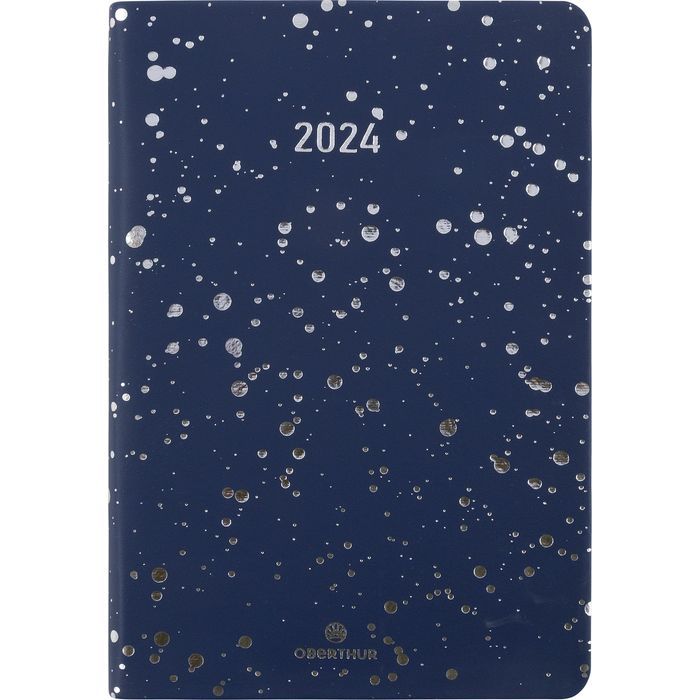 3664447160375-Agenda Céleste - 1 semaine sur 2 pages - 10 x 15 cm - marine/argent - Oberthur--0