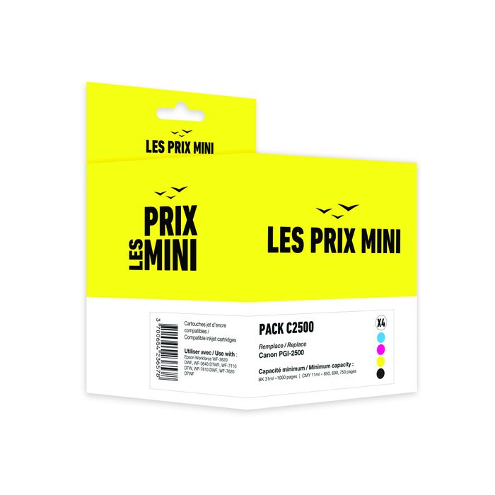 3700654236578-Cartouche compatible Canon PGI-2500 - pack de 4 - noir, jaune, cyan, magenta - LES PRIX MINI--0