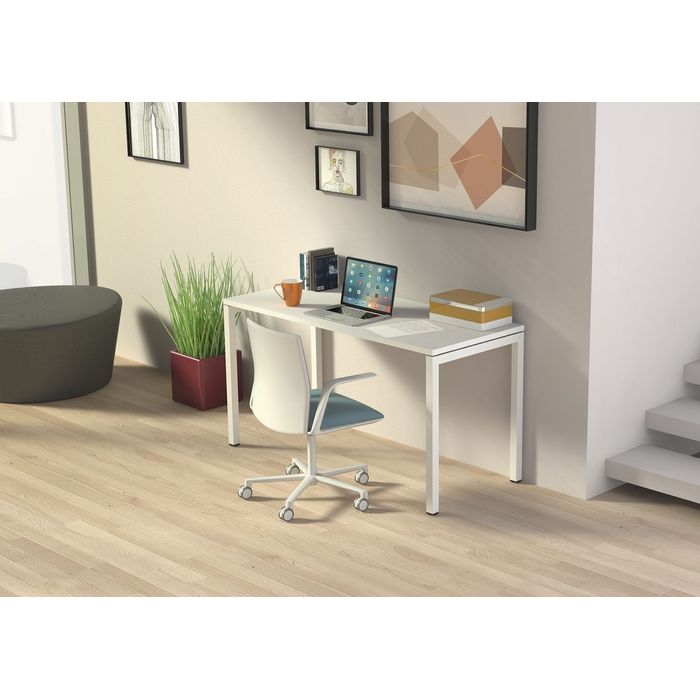 7331910025221-Bureau SCRIVANIA - L.130 cm - Pieds métal - plateau blanc--1