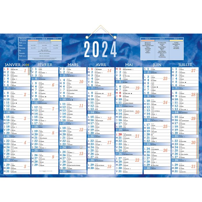 3592930022148-Bouchut 230 - Calendrier bancaire 7 mois par face - 38,5 x 54 cm - bleu--0