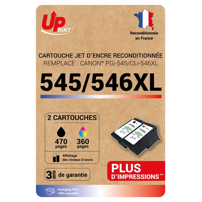 3584770130251-Cartouche compatible Canon PG-545/CL-546XL - Pack de 2 - noir, cyan, magenta, jaune - Uprint--0