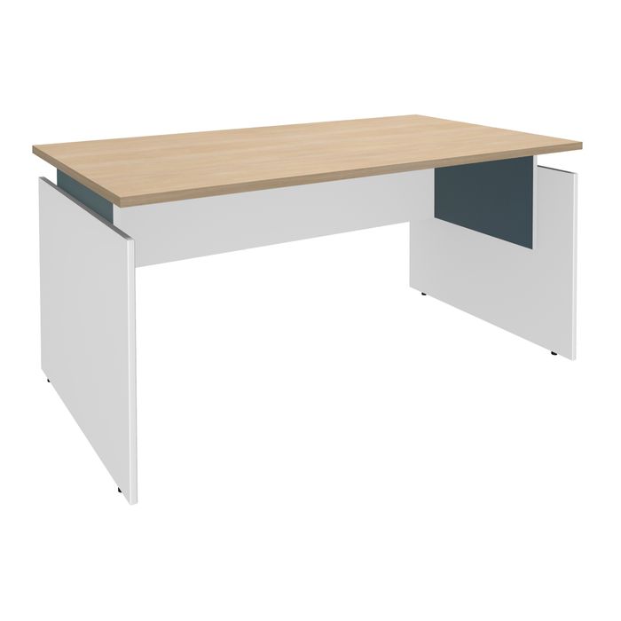 3253310420281-Bureau INEO JET UP Bureau Vallée - Réglable en hauteur - L160 x H74/78/82 x P80 cm - Pieds blanc - plateau chêne clair ---0