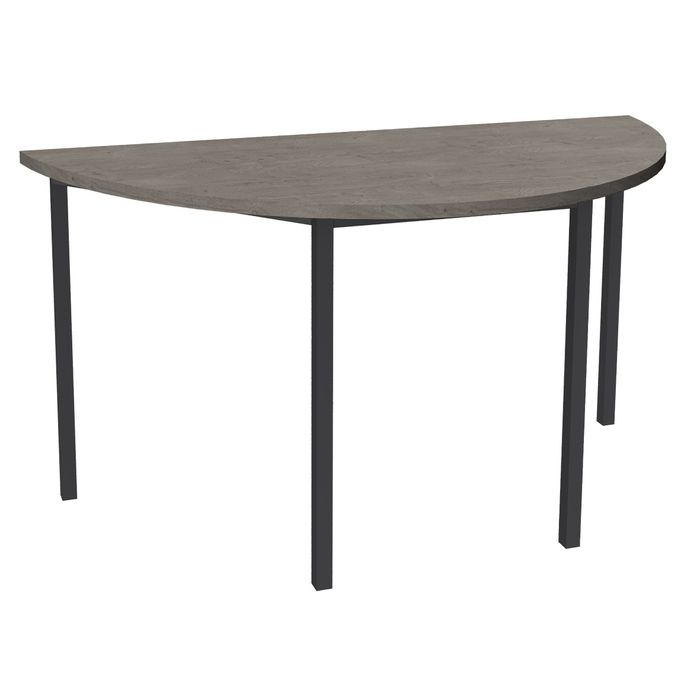 3253310195424-Table de réunion Demi-lune - 160 x 80 cm - Pieds carrés anthracite - imitation chêne gris--0