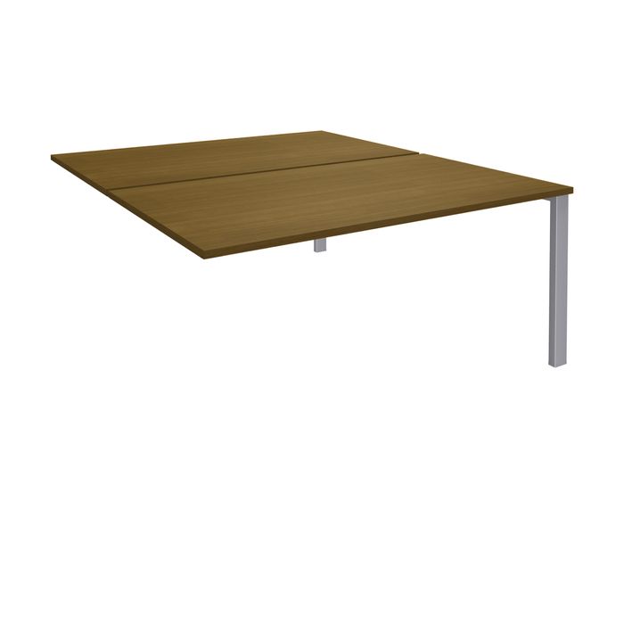 3253310213357-Bureau Bench IRIS - L160 cm - Plan suivant - Pieds aluminium - plateau imitation noyer--0