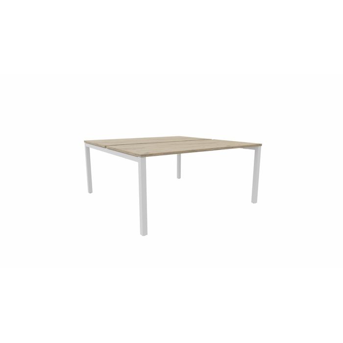 3617350003673-Bureau Bench ARIAL - L140 x P165 cm - plateau imitation chêne brunswick - pieds blancs--0