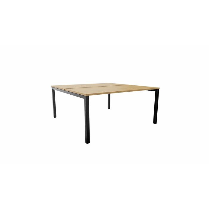 3617350003659-Bureau Bench ARIAL - L140 x P165 cm - plateau imitation chêne clair - pieds noirs--0