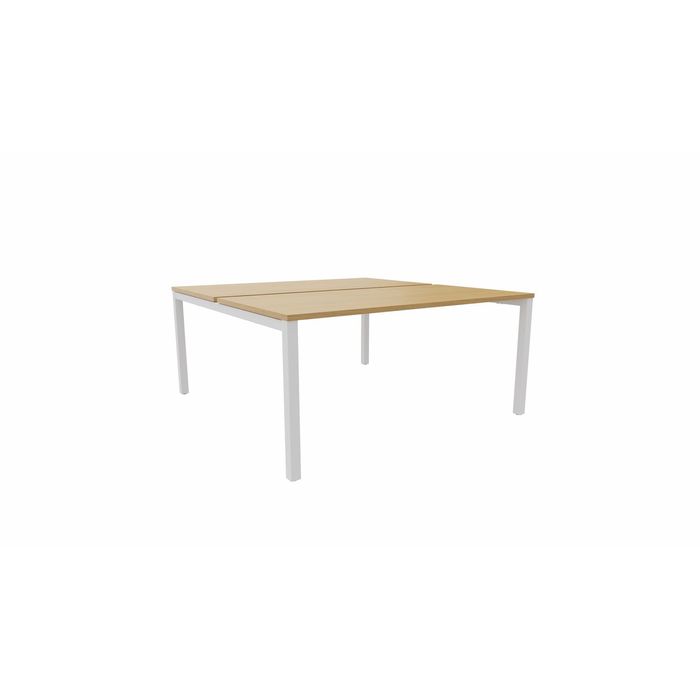 3617350003642-Bureau Bench ARIAL - L140 x P165 cm - plateau imitation chêne clair - pieds blancs--0