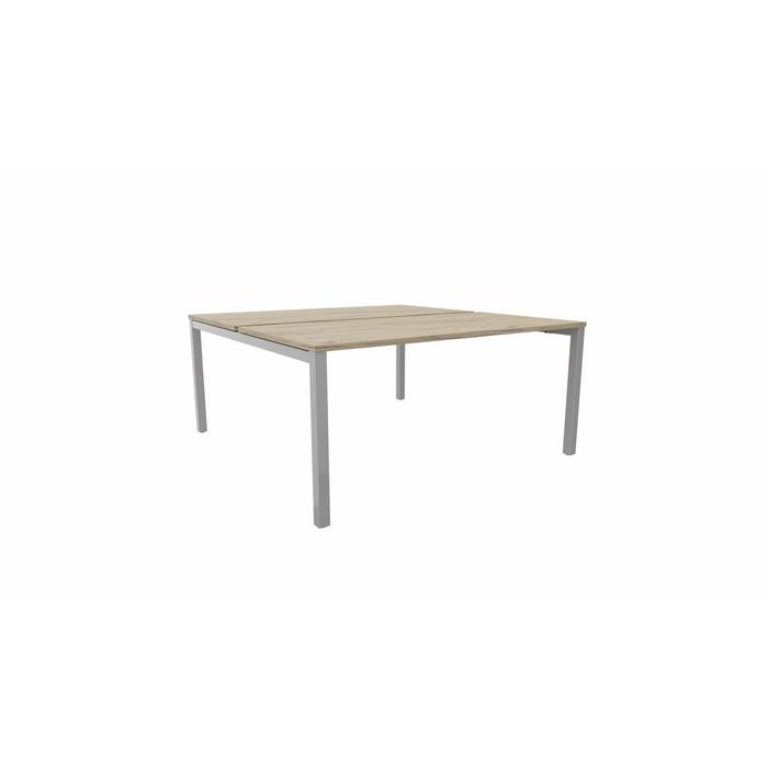 3617350003604-Bureau Bench ARIAL - L160 x P165 cm - plateau imitation chêne brunswick - pieds gris aluminium--0