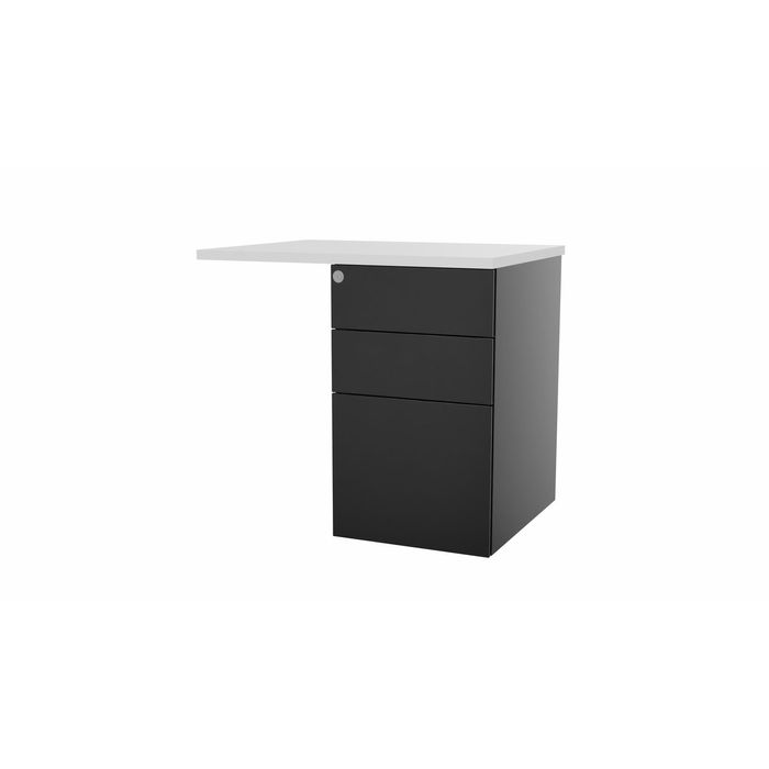 3617350004861-Retour sur caisson bout de bureau CONECT - L80 x P60 cm - plateau blanc - pieds noirs--0