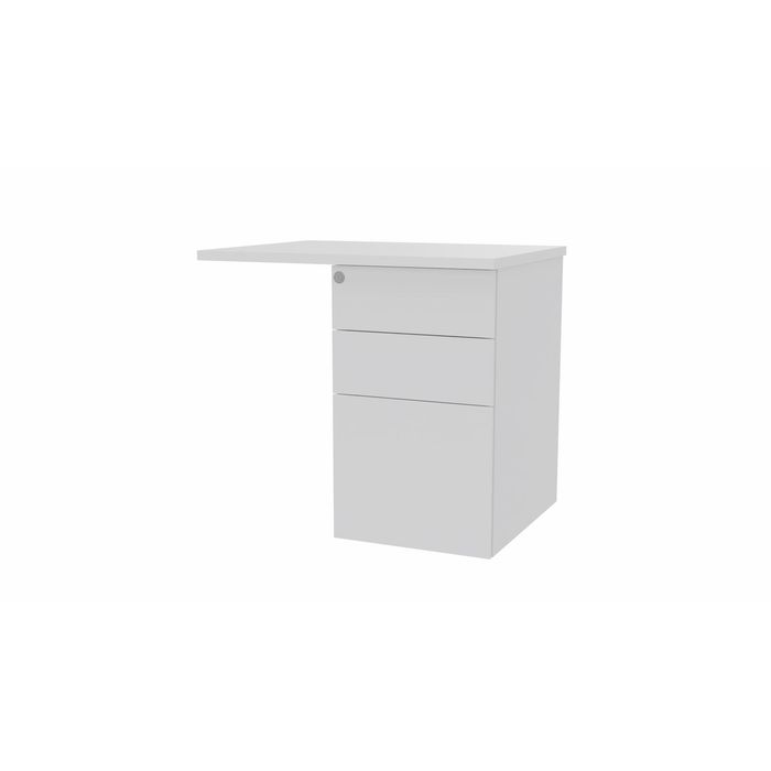 3617350004854-Retour sur caisson bout de bureau CONECT - L80 x P60 cm - plateau blanc - pieds blancs--0