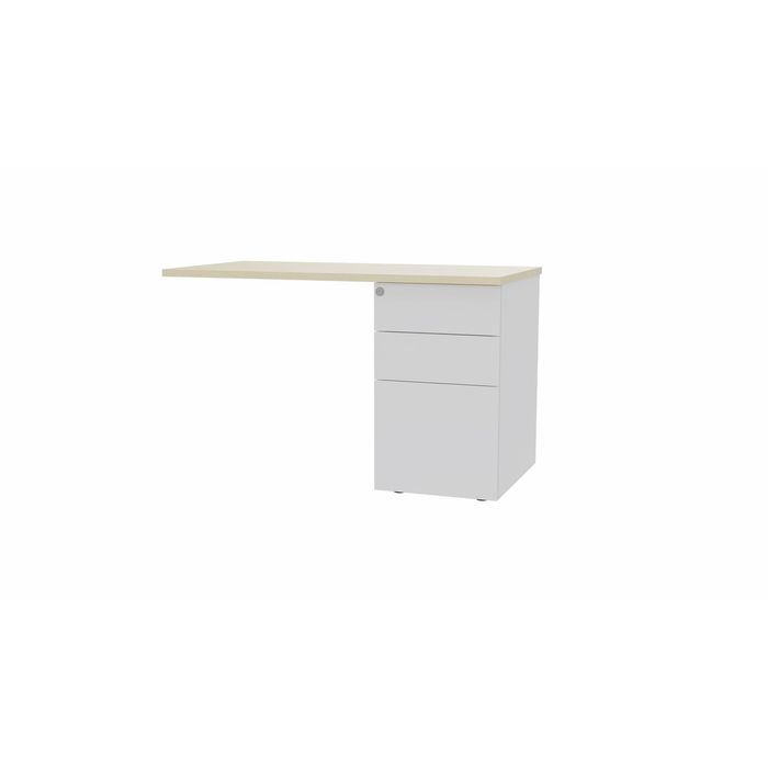 3617350004793-Retour sur caisson bout de bureau CONECT - L120 x P60 cm - plateau imitation érable - pieds blancs--0