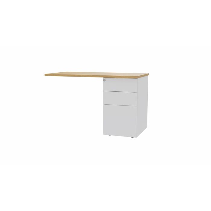 3617350004731-Retour sur caisson bout de bureau CONECT - L120 x P60 cm - plateau imitation chêne clair - pieds blanc--0