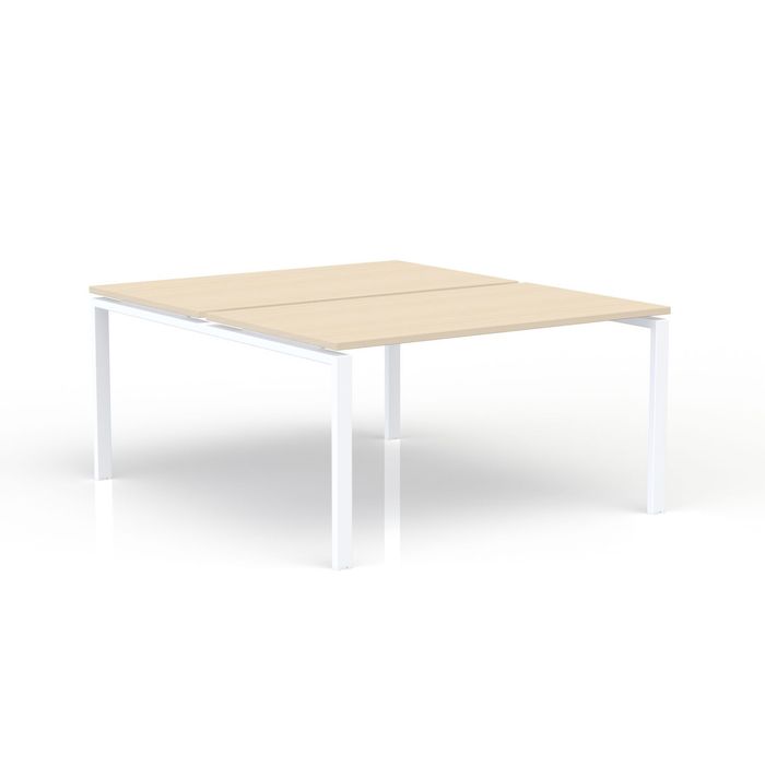 3617350005516-Bureau Bench CONECT - L140 x P165 cm - plateau imitation érable - pieds blancs--0