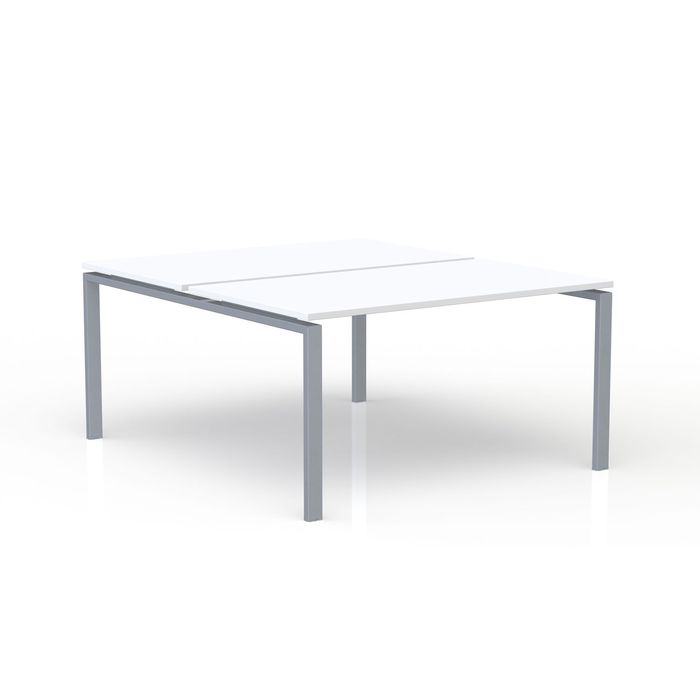 3617350005509-Bureau Bench CONECT - L140 x P165 cm - plateau blanc - pieds gris--0