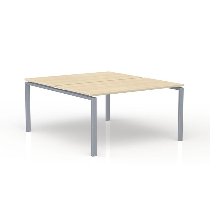 3617350005479-Bureau Bench CONECT - L140 x P165 cm - plateau imitation chêne clair - pieds gris--0