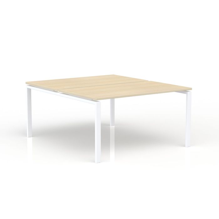 3617350005455-Bureau Bench CONECT - L140 x P165 cm - plateau imitation chêne clair - pieds blancs--0