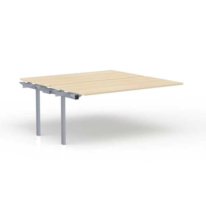 3617350005202-Bureau Bench CONECT - plan suivant - L140 x P165 cm - plateau imitation chêne clair - pieds gris--0