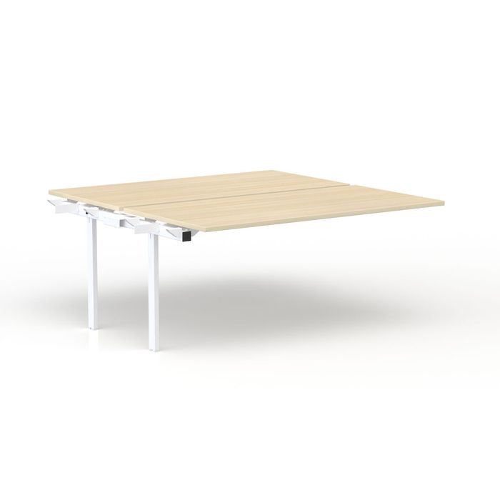 3617350005189-Bureau Bench CONECT - plan suivant - L140 x P165 cm - plateau imitation chêne clair - pieds blancs--0