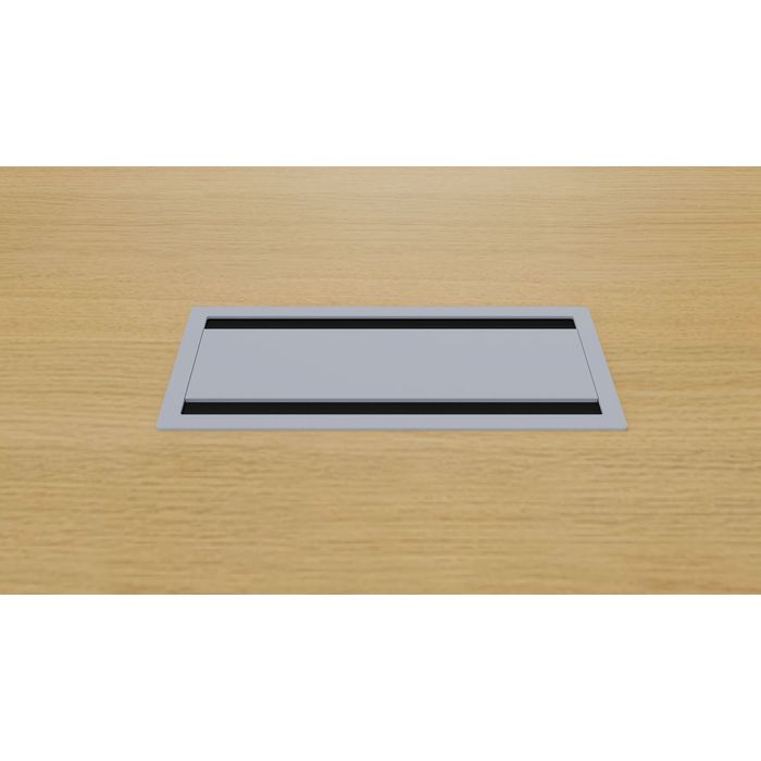 3617350000771-Trappe centrale pour table de réunion ARIAL - 31,6 x 14,8 cm - double accès - gris--0