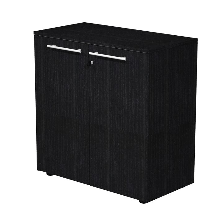 7331920003172-Armoire basse Flora - L82,8xP43xH81,4 cm - portes mélaminés - 1 étagère - frêne noir--0