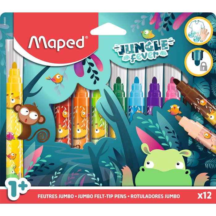 3154148469001-Maped Jungle Fever - 12 Feutres JUMBO en pochette carton--0