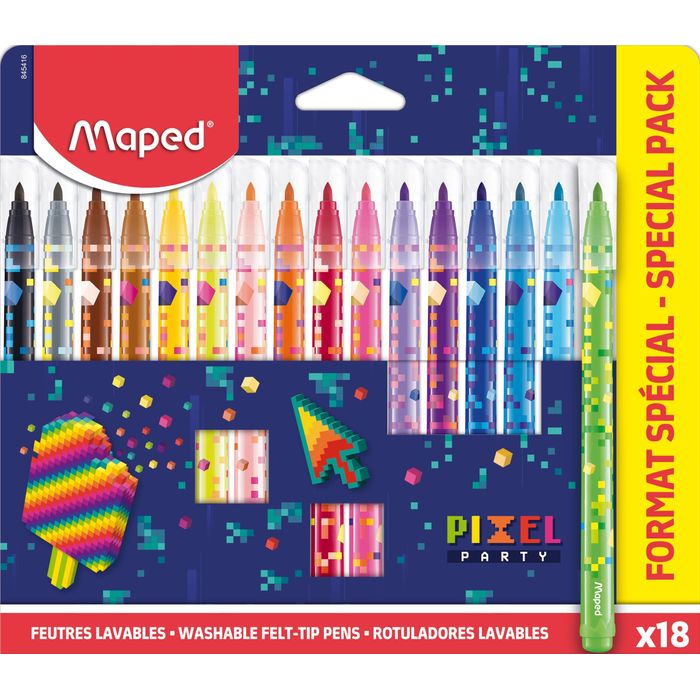 3154148454168-Maped Pixel Party - 18 Feutres en pochette carton--0