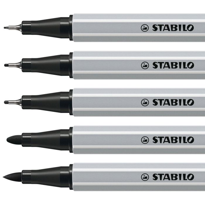 4006381604369-STABILO Creative tips ARTY - 5 Feutres de coloriage de pointes différentes - noir--2