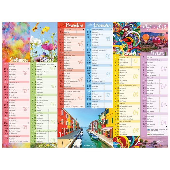 3664447165264-Calendrier Color Story - 6 mois par face - 40,5 x 55 cm - Oberthur--1