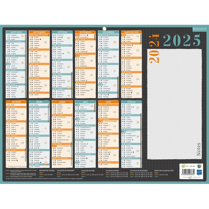 3592930023831-Calendrier Emploi du temps effaçable - 12 mois sur une face - 32 x 42 cm - Bouchut--0