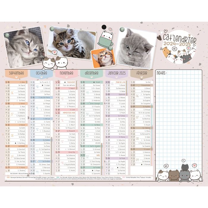 3592930023947-Calendrier Chatons - 6 mois par face - 21 x 26,5 cm - Bouchut--0