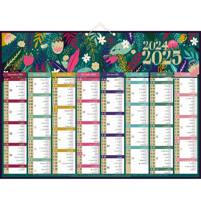 3592930023862-Calendrier Floral - 8 mois par face - 40,5 x 55 cm  - Bouchut--0