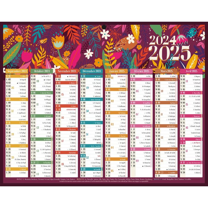 3592930023879-Calendrier Floral - 8 mois par face - 21 x 26,5 cm  - Bouchut--0