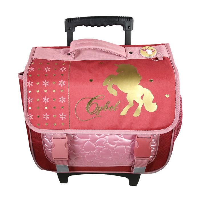 3666311026077-Cartable à roulettes Cybel - 2 compartiments - rose - Bagtrotter--0