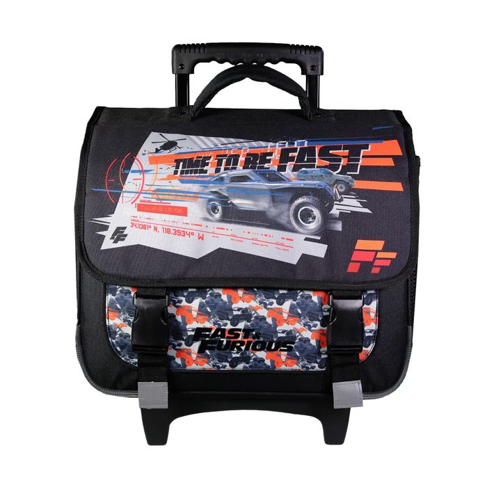 3666311021676-Cartable à roulettes Fast and Furious - 2 compartiments - noir - Bagtrotter--0