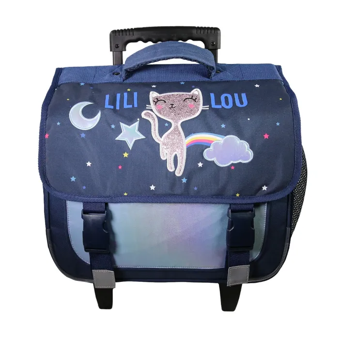 3666311021546-Cartable à roulettes Lili Lou - 2 compartiments - bleu - Bagtrotter--0