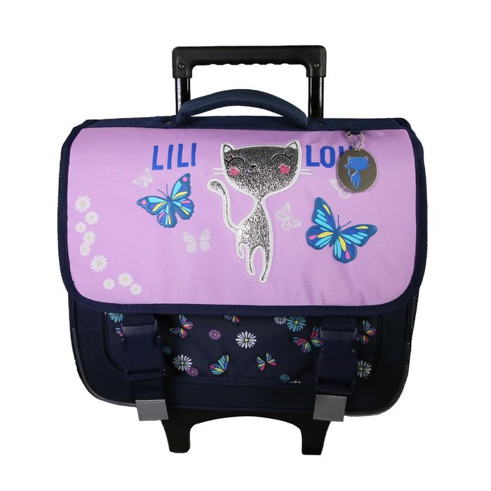 3666311021348-Cartable à roulettes Lili Lou - 2 compartiments - violet - Bagtrotter--0