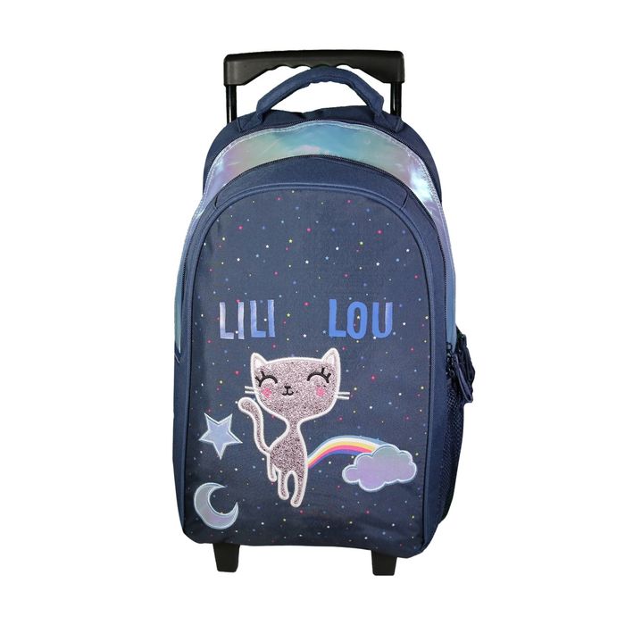 3666311021522-Sac à dos à roulettes Lili Lou - 2 compartiments - bleu - Bagtrotter--0