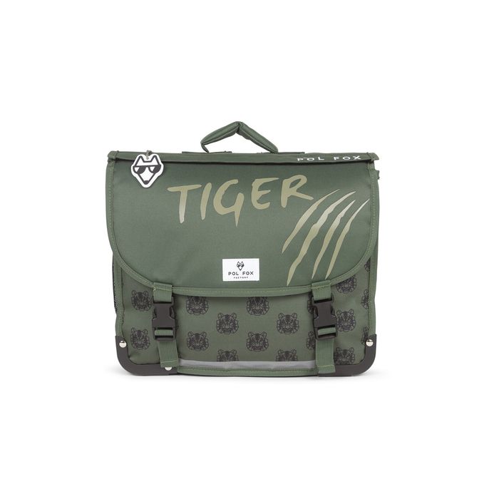 3663842008558-Cartable réversible Tiger - 41 cm - 2 compartiments - vert - Pol Fox--2