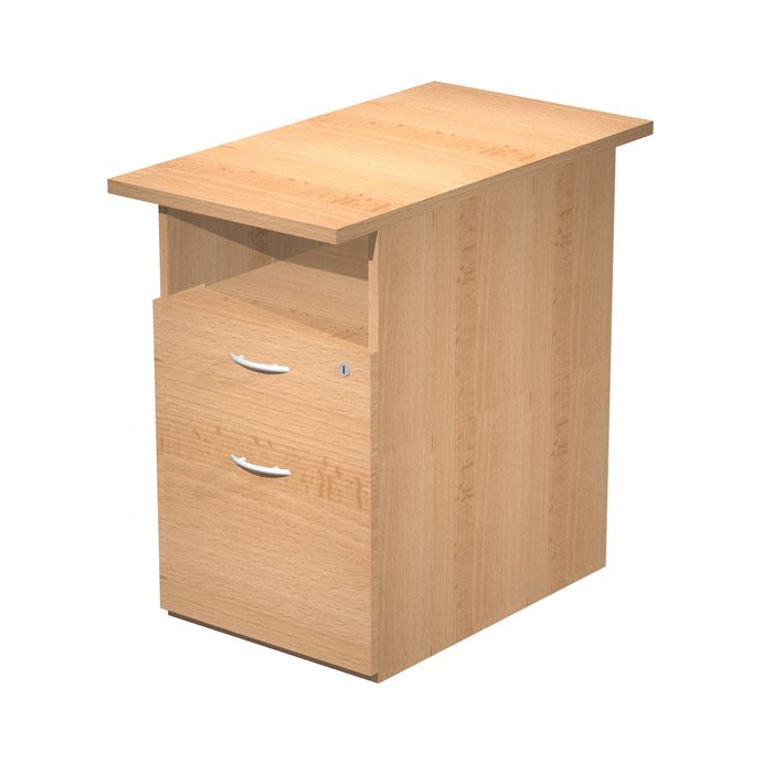 7331910008071-Caisson Hauteur bureau Trend - L43xP80xH72 cm - 2 tiroirs dont 1 DS + 1 niche - hêtre--0