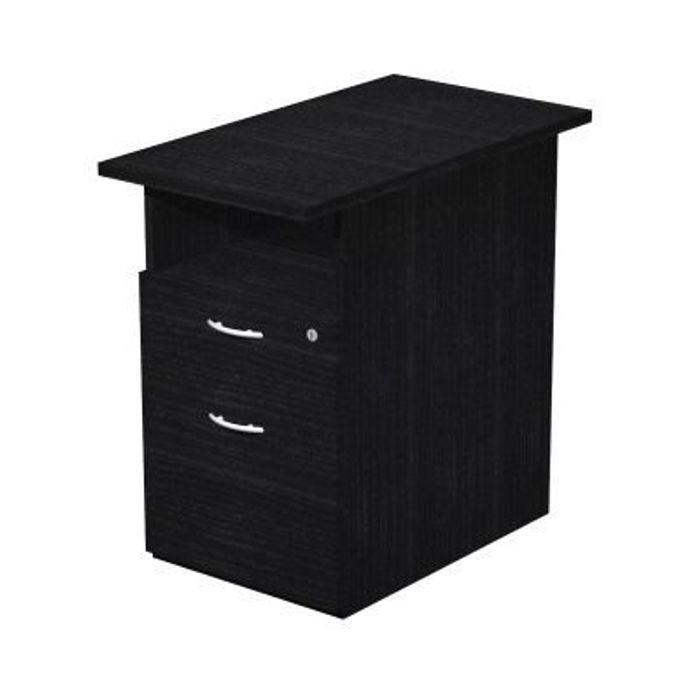 7331910014034-Caisson Hauteur bureau Trend - L43xP80xH72 cm - 2 tiroirs dont 1 DS + 1 niche - frêne noir--0