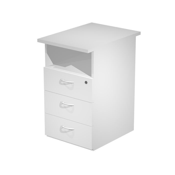 7331910006466-Caisson Hauteur bureau Trend - L43xP60xH72 cm - 3 tiroirs + 1 niche - gris--0