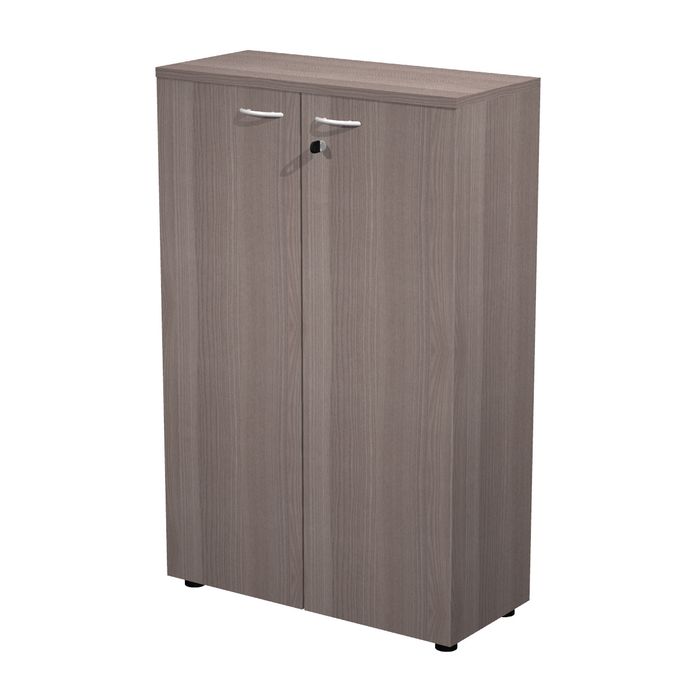 7331920002236-Armoire mi-haute Trend - L80xP35xH120 cm - 2 portes en mélaminé et serrure - frêne Toscan--0