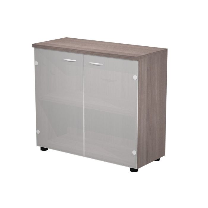 7331920002373-Armoire basse Trend - L80xP35xH72 cm - 2 portes en verre dépoli - frêne Toscan--0