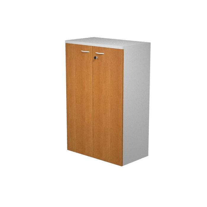 7331920002601-Armoire medium Trend - L80xP44xH120 cm - 2 portes en mélaminé et serrure - noyer clair--0