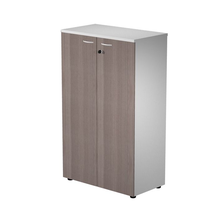 7331920002656-Armoire medium Trend - L80xP44xH120 cm - 2 portes en mélaminé et serrure - frêne Toscan--0